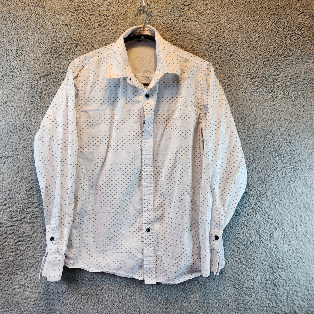 Muse Fath‎ Shirt Mens Small White Printed Cotton Long Sleeves Collared Button-Up